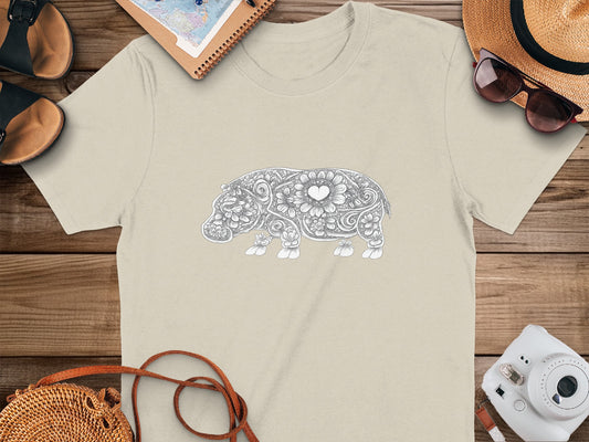 White Hippo Design Short Sleeve T-Shirt product