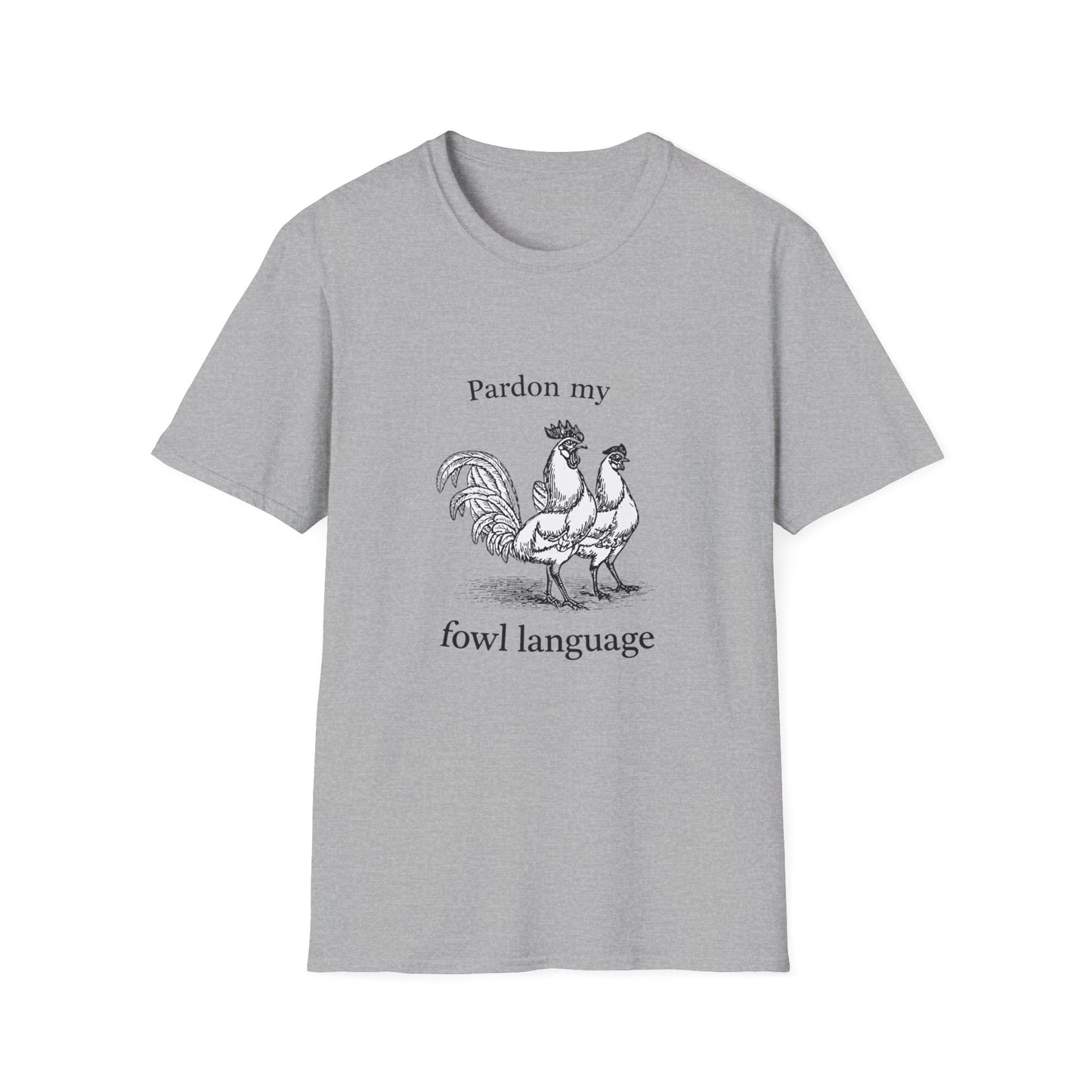 T-Shirt — "Pardon My Fowl Language" Rooster Vintage Illustration