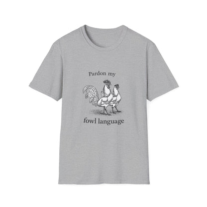 T-Shirt — "Pardon My Fowl Language" Rooster Vintage Illustration