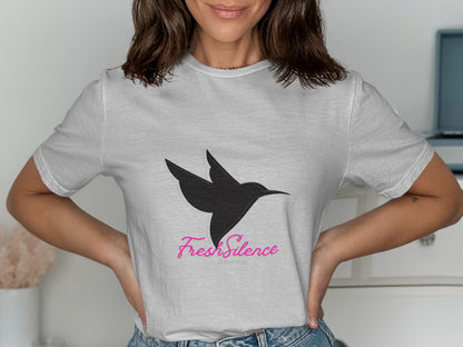 FreshSilence branded t-shirt with bird graphic design