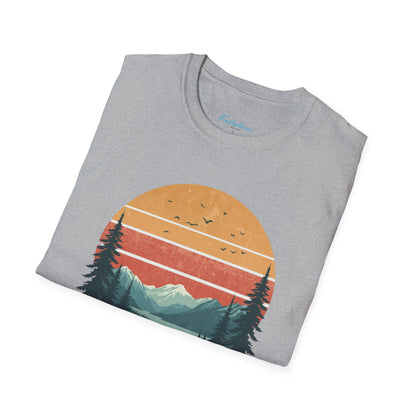 Nature Sunset T-Shirt — "Fresh Silence" Mountain Forest Graphic