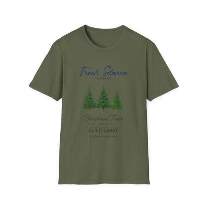 Christmas Tree Farm T-Shirt — "Fresh Silence Farm" Holiday Tee