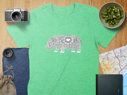 Artistic Hippopotamus Design Graphic T-Shirt