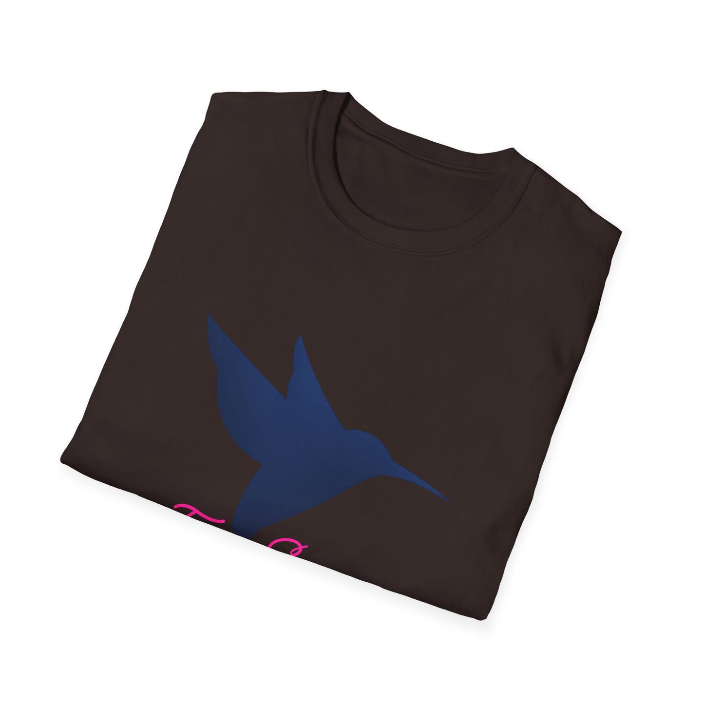 Hummingbird 'Fresh Silence' 3D Dark Blue Pink —T-Shirt