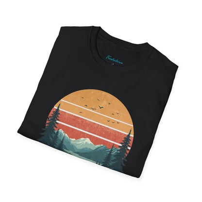 Nature Sunset T-Shirt — "Fresh Silence" Mountain Forest Graphic