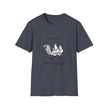 T-Shirt — "Pardon My Fowl Language" Rooster Vintage Illustration