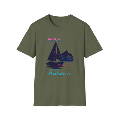 Sailboat Graphic T‑Shirt — "Freshslence" Coastal Morning Tee