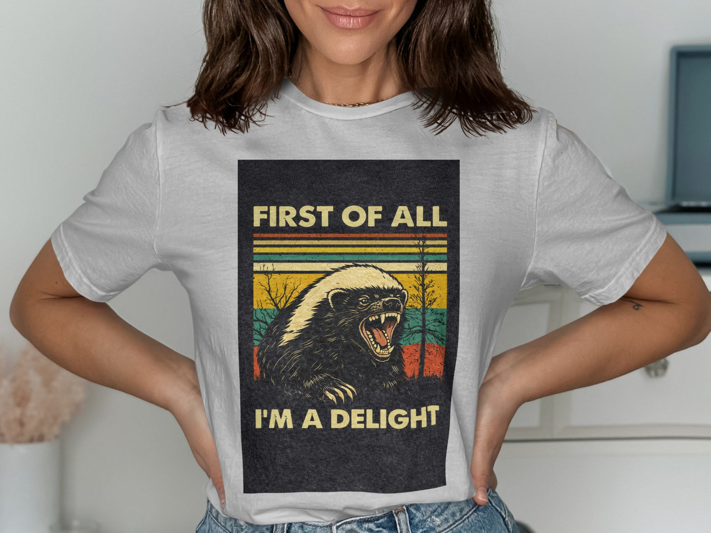 Retro Honey Badger Delight Funny Quote T-shirt