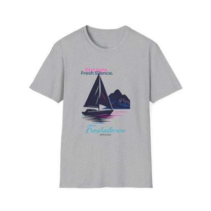 Sailboat Graphic T-Shirt — "Freshslence" Nautical Sunset Tee