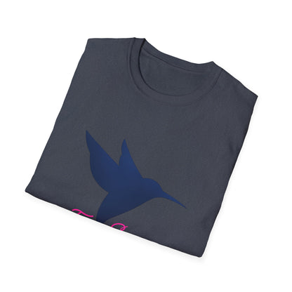 Hummingbird 'Fresh Silence' 3D Dark Blue Pink —T-Shirt