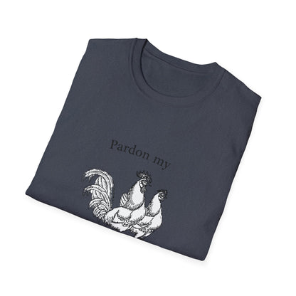 T-Shirt — "Pardon My Fowl Language" Rooster Vintage Illustration