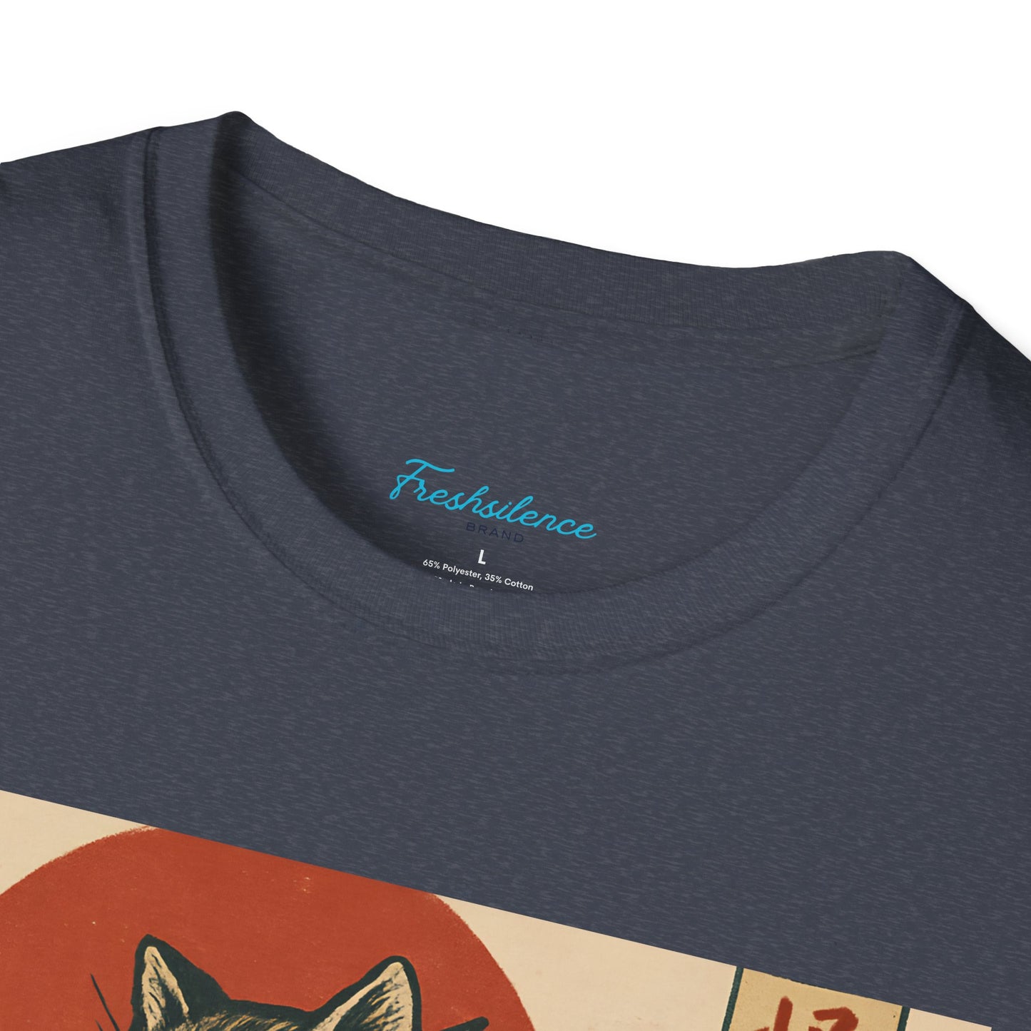 Vintage Japanese Kaiju Cat T-Shirt — Retro Wave & Great Wave Inspired Design