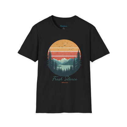 Nature Sunset T-Shirt — "Fresh Silence" Mountain Forest Graphic