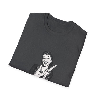 T-Shirt — "Sweet Face, Sharp Thoughts" Retro Kitchen Knife Graphic