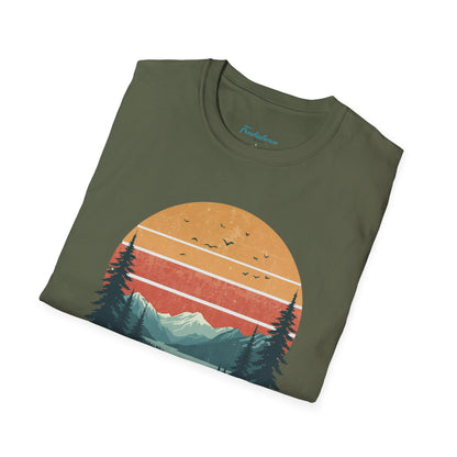 Nature Sunset T-Shirt — "Fresh Silence" Mountain Forest Graphic