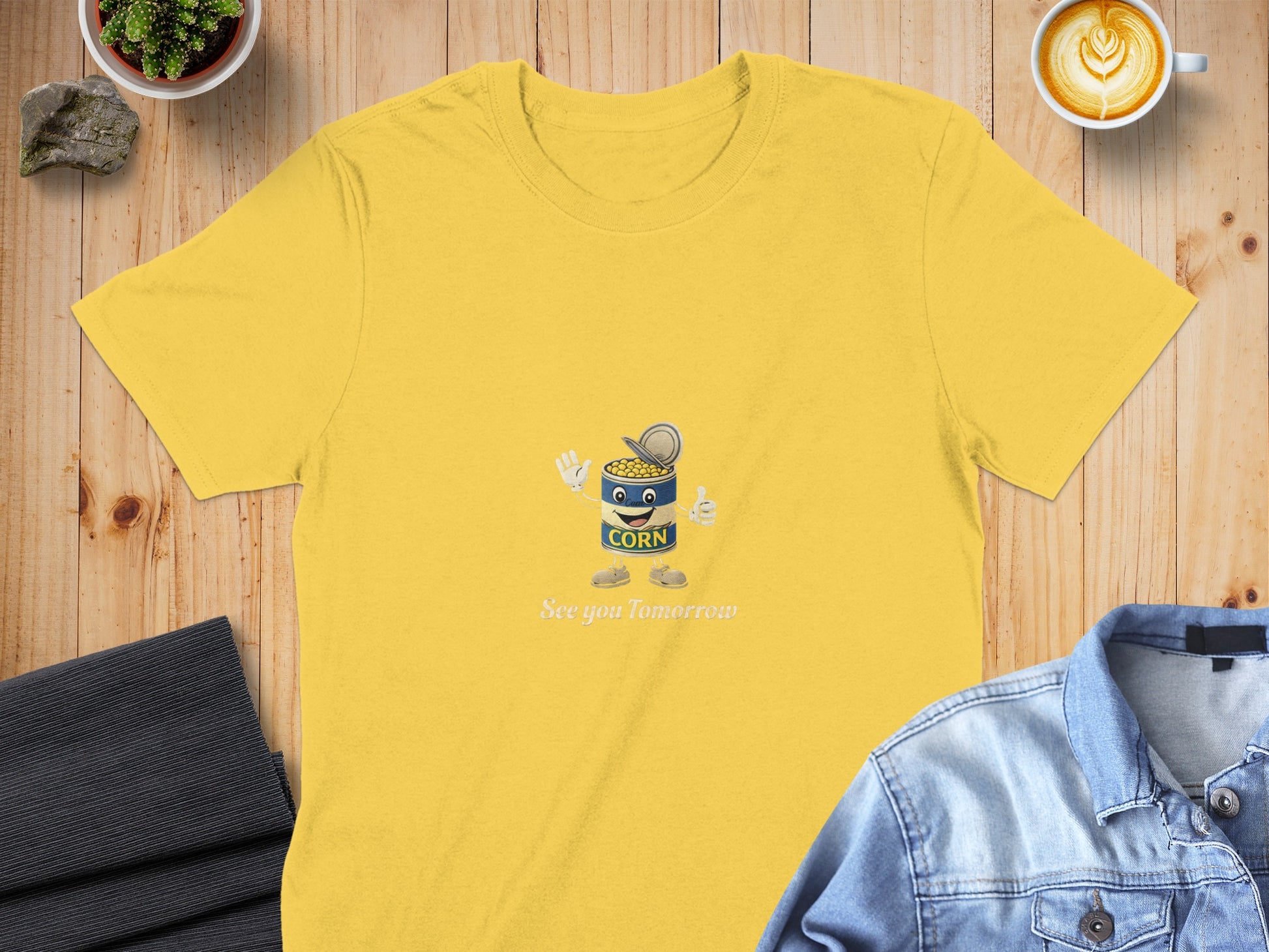 Fun Yellow T-shirt with Charming Corn See You Tomorrow