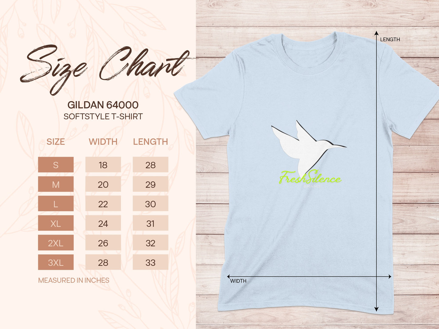 FreshStence Hummingbird Design T-Shirt