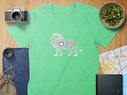 Stylish Green T-shirt with Intricate Lion Design