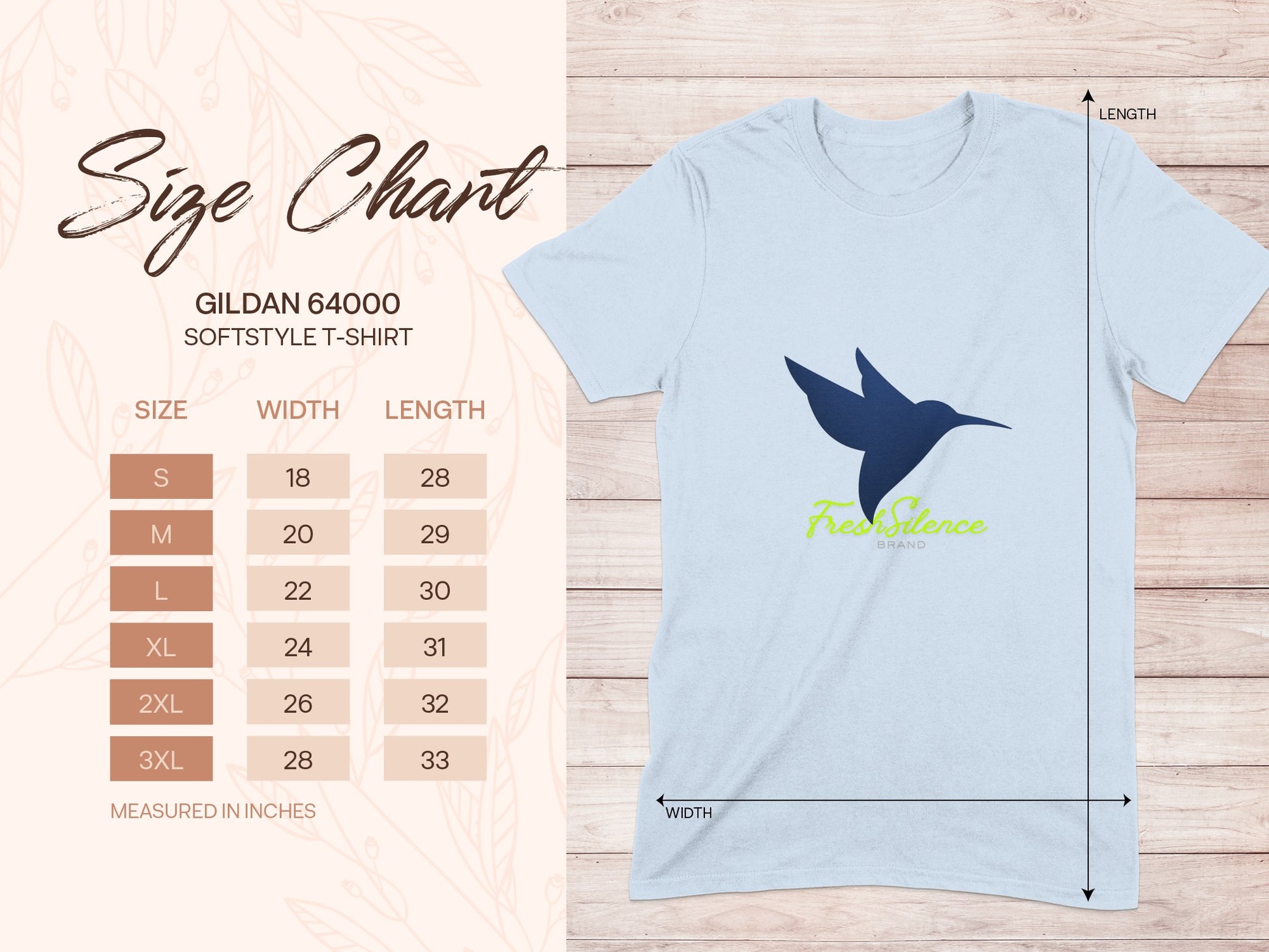 Fresh Silence Brand Hummingbird Design T-Shirt