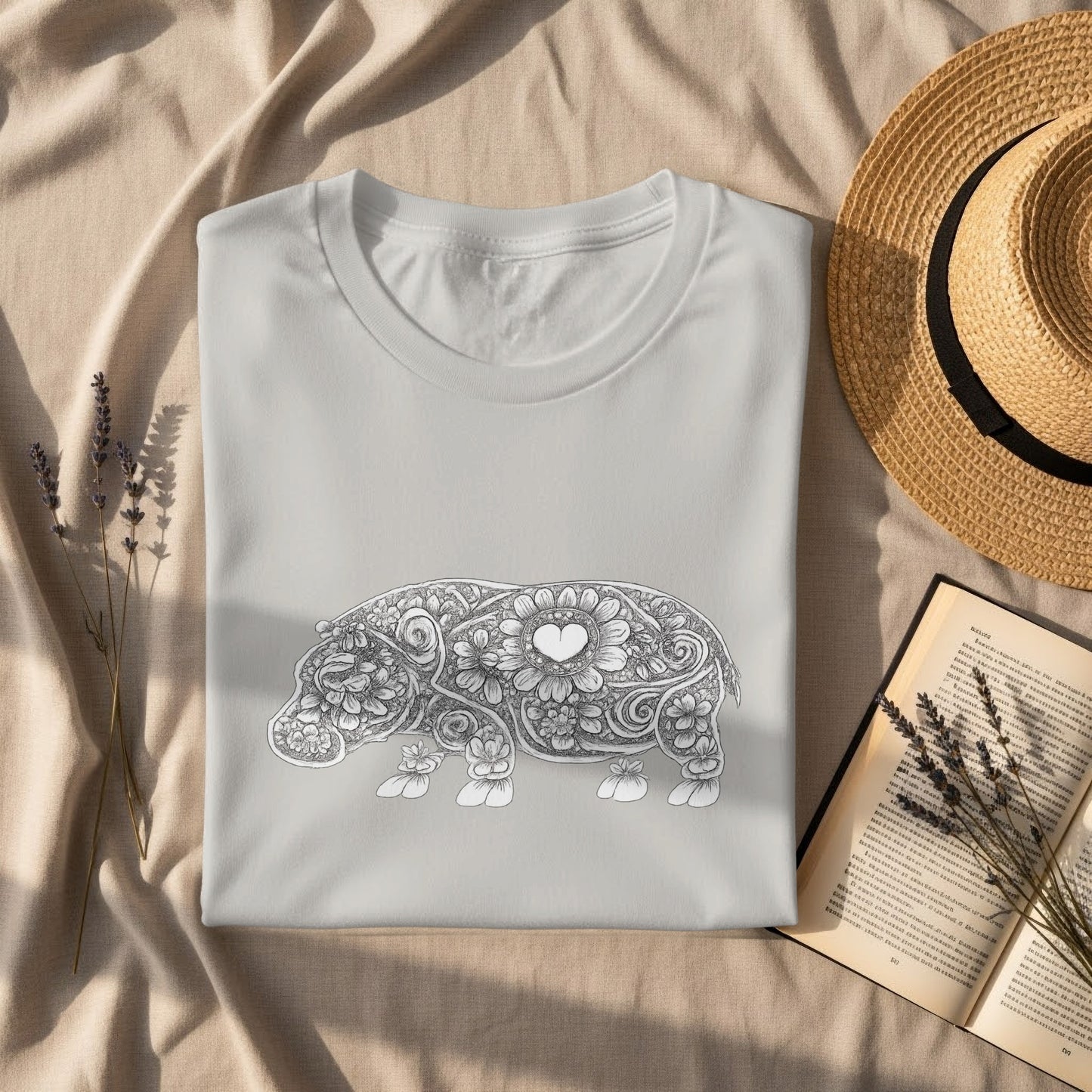 Artistic Intricate Floral Elephant Graphic Tee