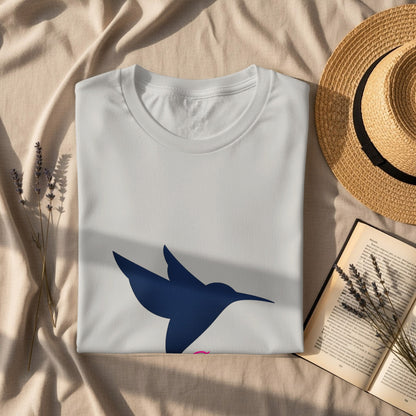 Stylish T-shirt with Blue Hummingbird Print