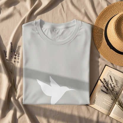 Hummingbird Graphic Tee with Nature Elements Design